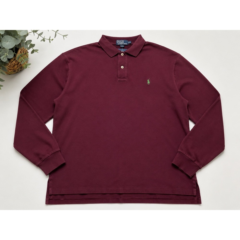Polo Ralph Lauren Mens XXL Classic Fit Soft Cotton LS Polo Shirt Burgundy NWT
